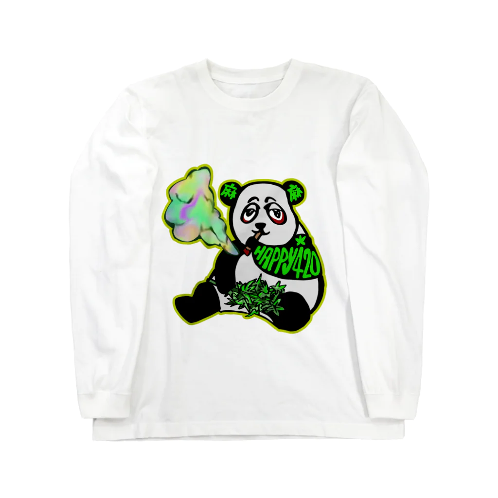 JINPIN (仁品)の麻食うパンダ Long Sleeve T-Shirt