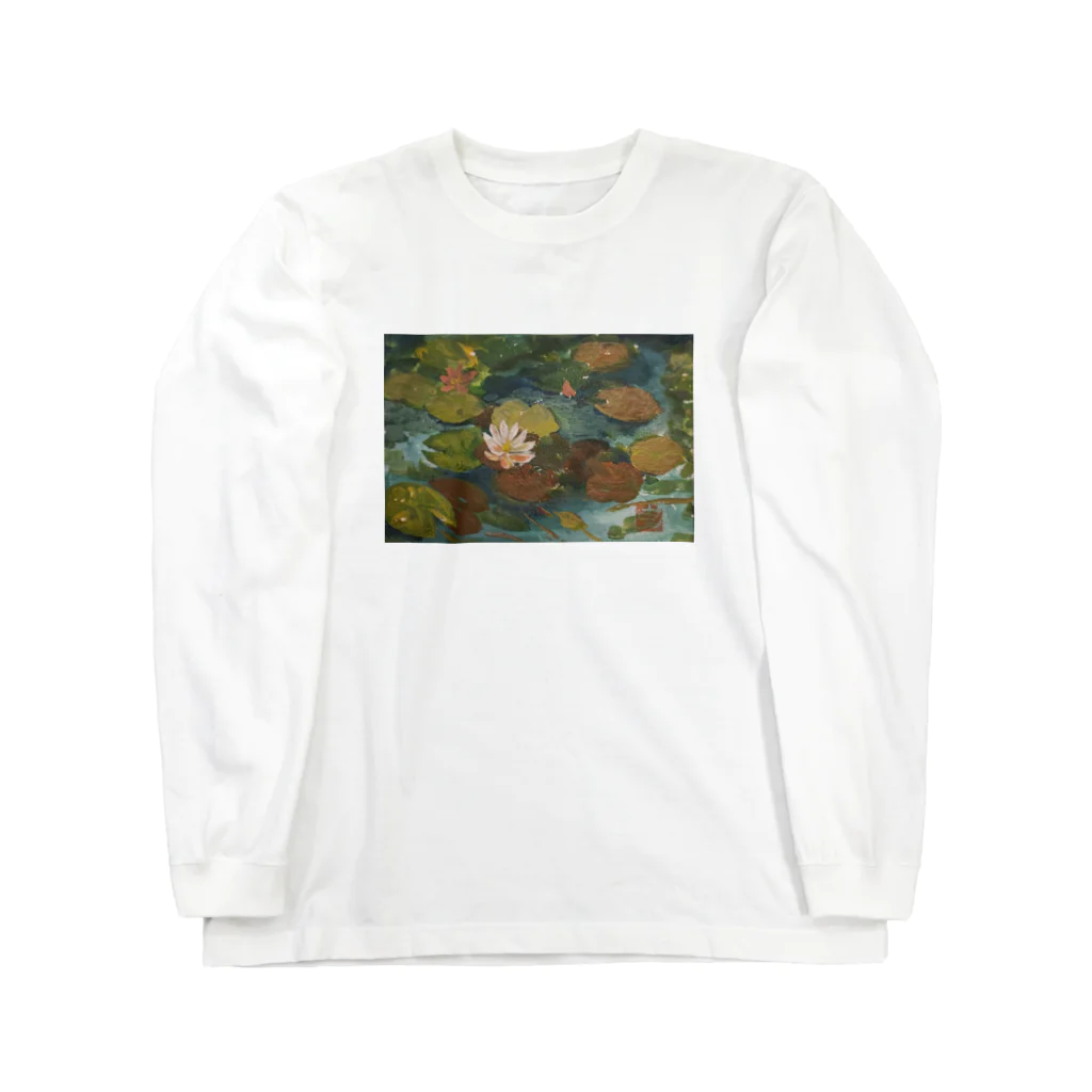 JjyunKaigaKoubouの2020年5月岡田美術館前 雨後の蓮の花 Long Sleeve T-Shirt