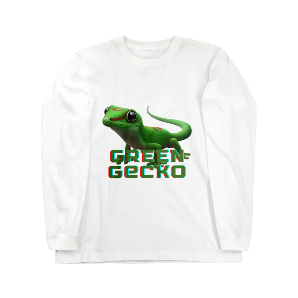 IRUdesignのグランディスヒルヤモリ（green gecko） Long Sleeve T-Shirt