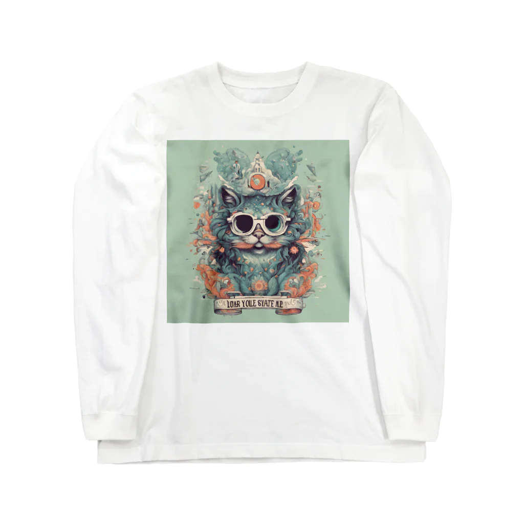 不思議なイラストの不思議な猫の可愛いイラストグッズ Long Sleeve T-Shirt