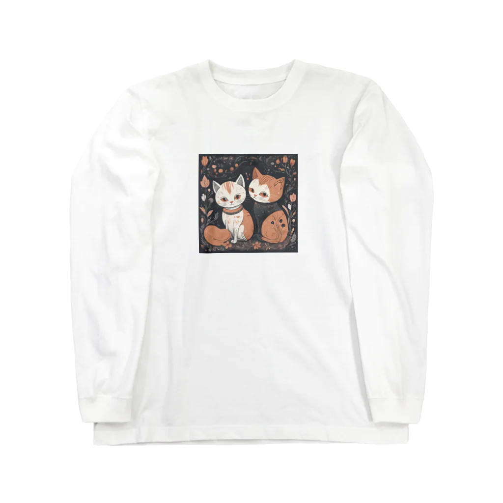 不思議なイラストのワンダーキャットイラストグッズ Long Sleeve T-Shirt