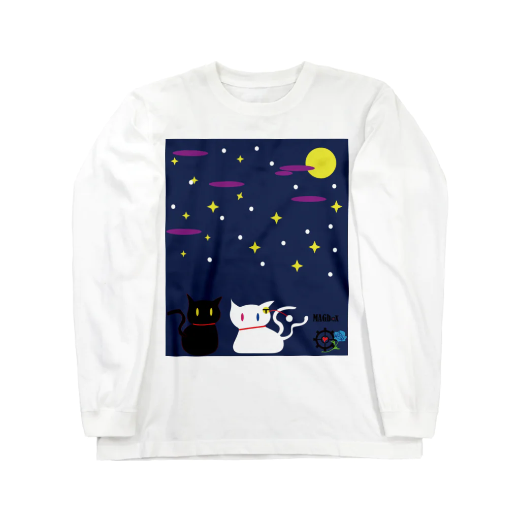 Amasyuiroのmagboxシリーズ　猫月夜 Long Sleeve T-Shirt