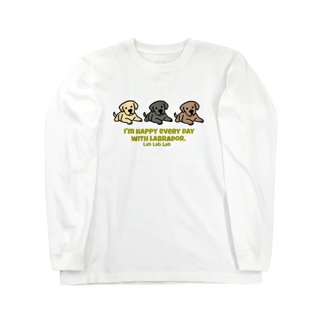 Lab Lab Lab ♡きゅん♡なラブラドールの3カラーラブラドール♡ロングスリーブTシャツ Long Sleeve T-Shirt