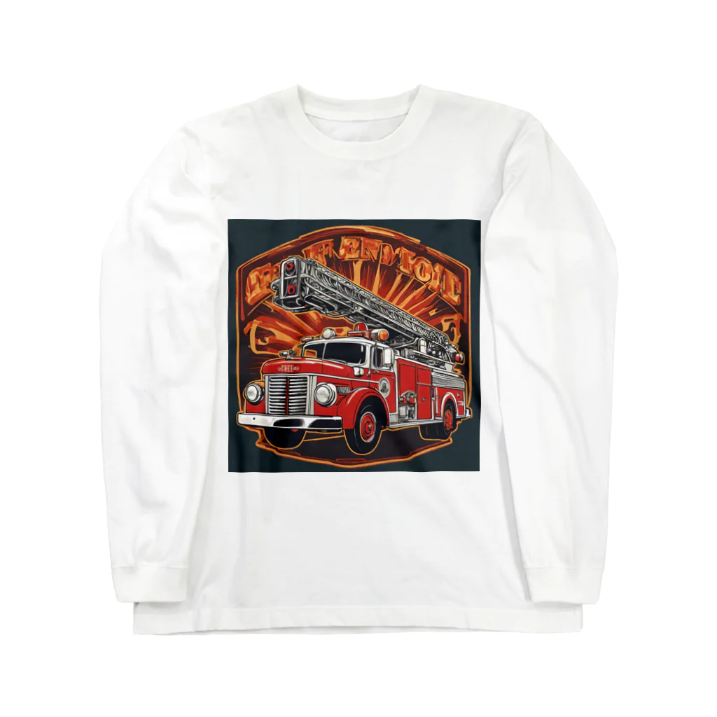 ビッグスマイルライフのレトロはしご車 ロングスリーブTシャツ