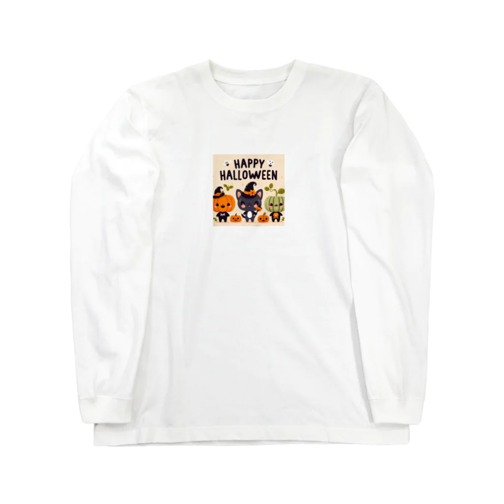 ワンダーワールド・ワンストップのHappy Halloween かわいいハローウィーンキャラクター ロングスリーブTシャツ