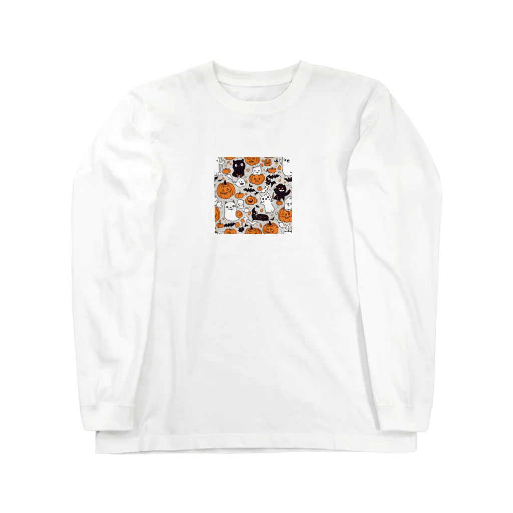 猫猫猫のハロウィン　猫　かぼちゃ Long Sleeve T-Shirt