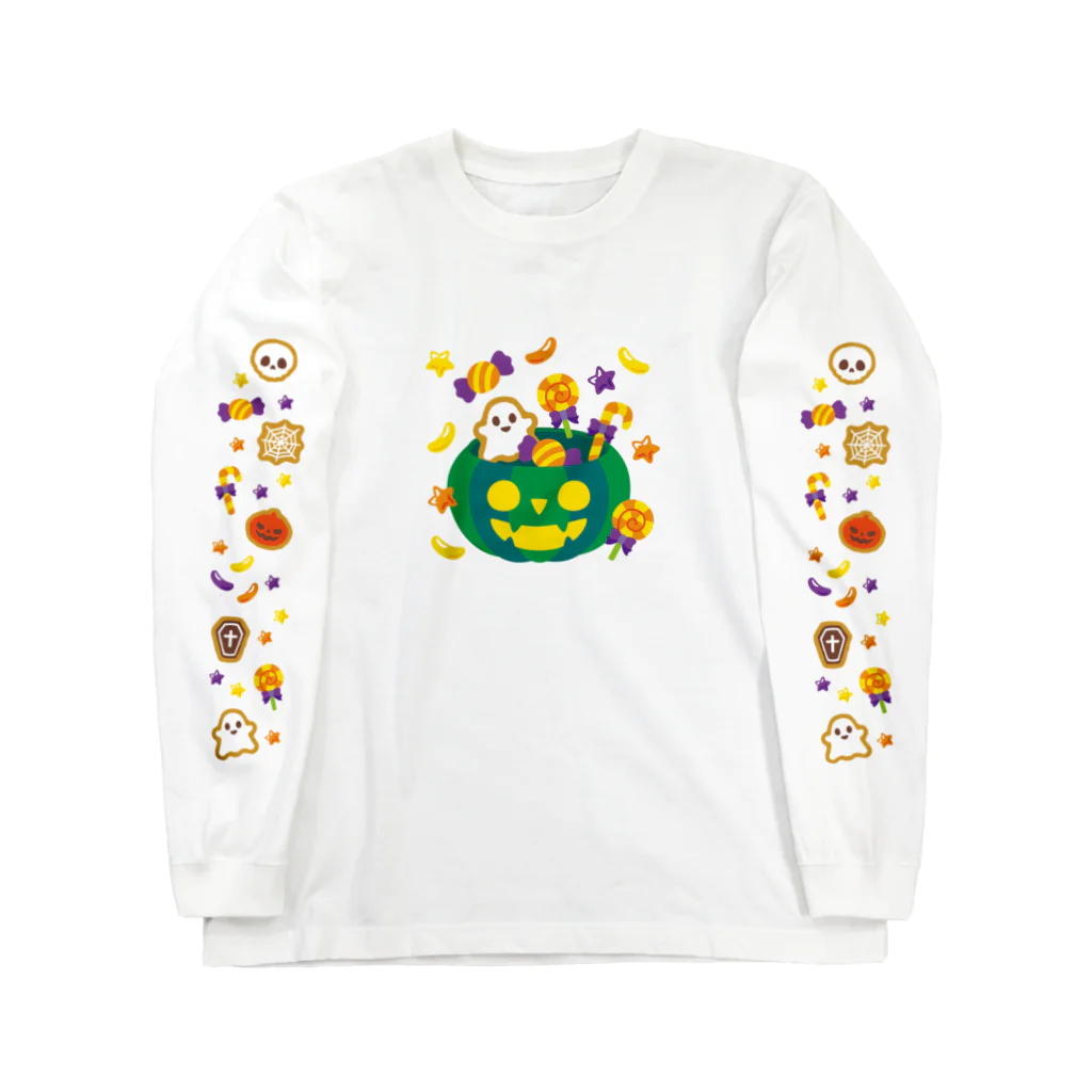 あわじテキスタイルのかぼちゃバスケット グリーン Long Sleeve T-Shirt