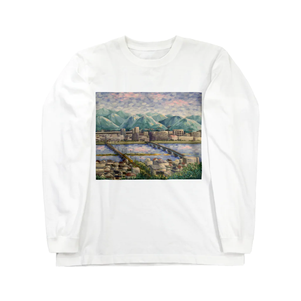 アクリル絵のfuの国宝級の景色 ロングスリーブTシャツ