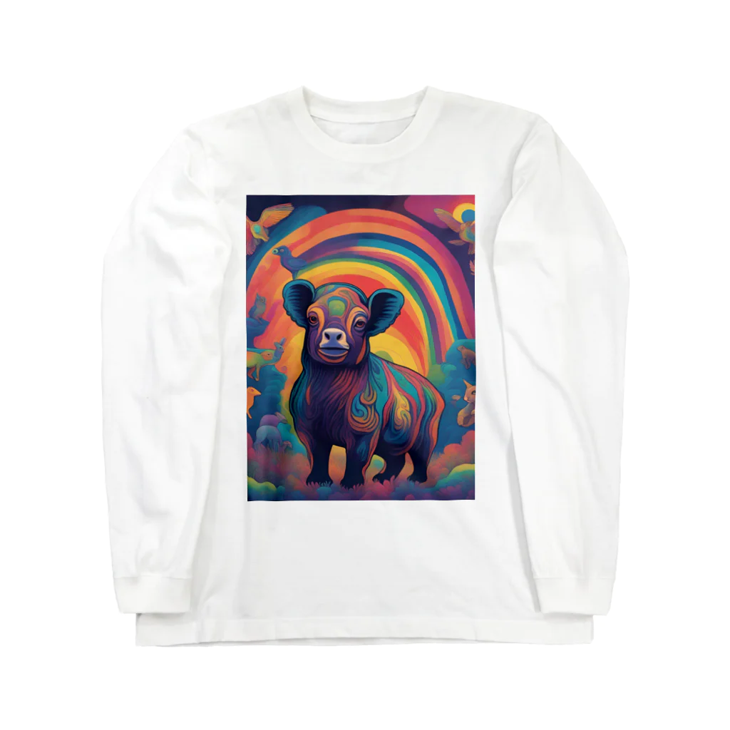 動物のオシャレ屋の幻想的な豚 ロングスリーブTシャツ