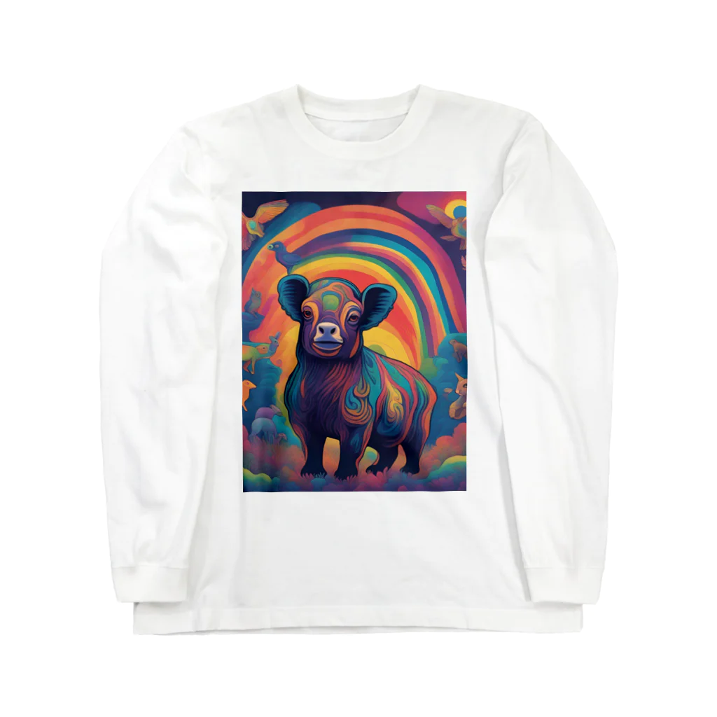 動物のオシャレ屋の幻想的な豚 Long Sleeve T-Shirt