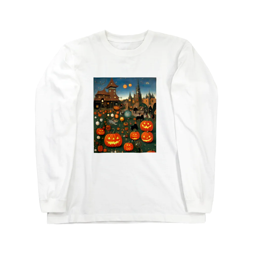 waffle2000のハロウィン風景 ロングスリーブTシャツ