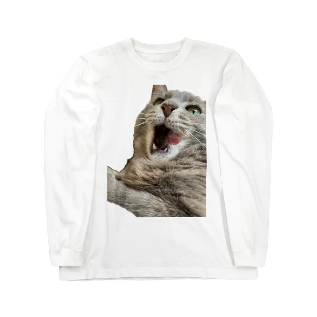 グレージュ猫ロッタン🐈‍⬛のあくびロッタン Long Sleeve T-Shirt