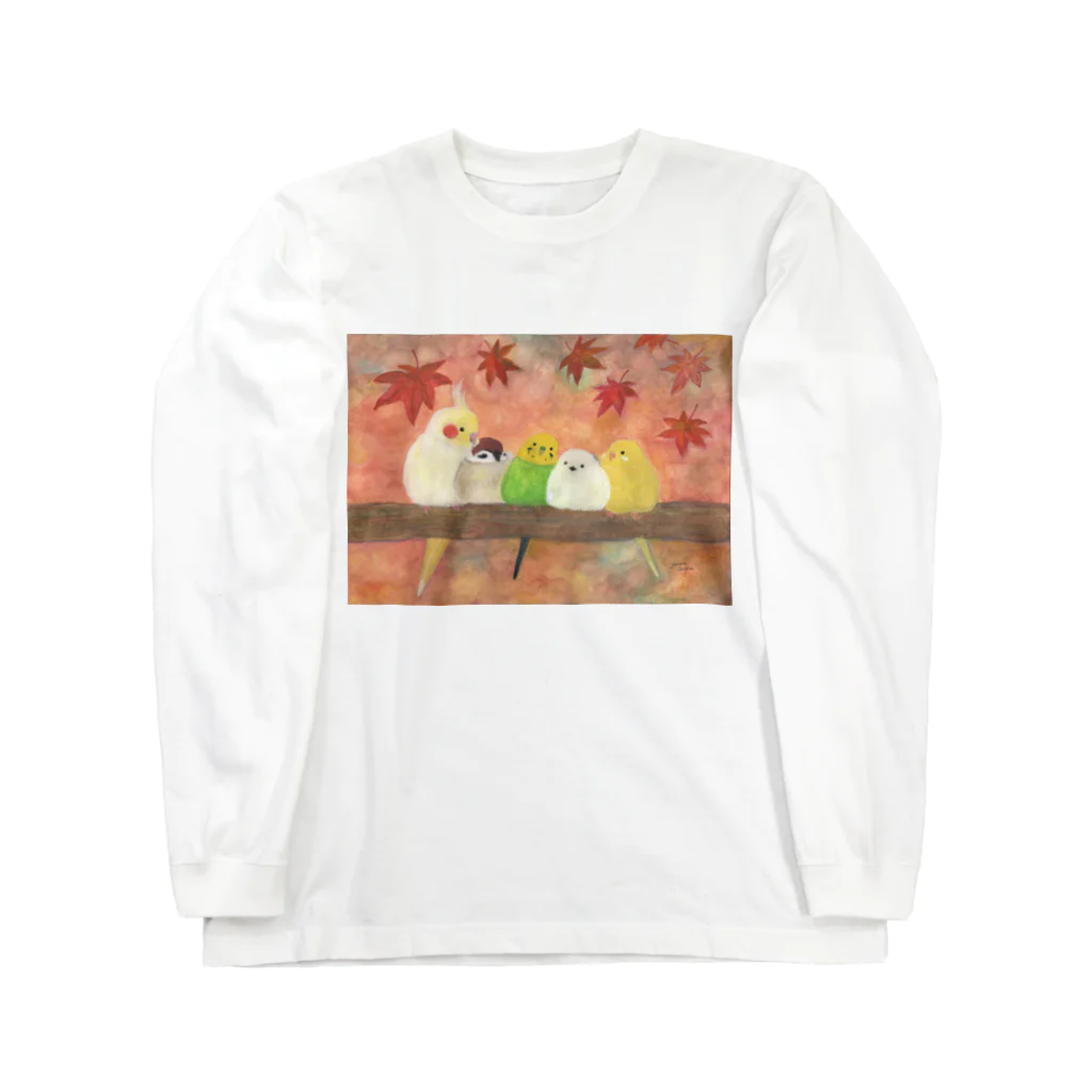 yuuwa sachi の紅葉とインコたち Long Sleeve T-Shirt