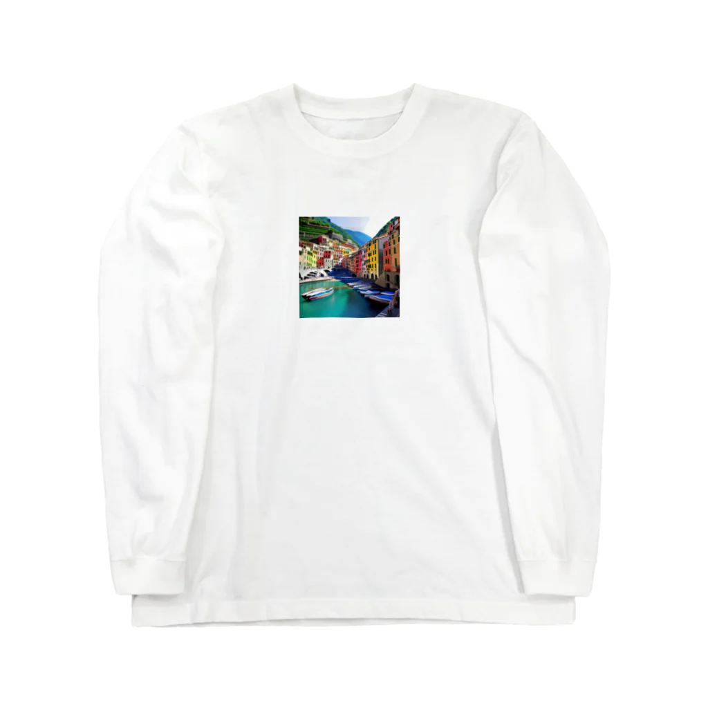 KSK SHOPの絵画のようなチンクエテッレの風景 ロングスリーブTシャツ