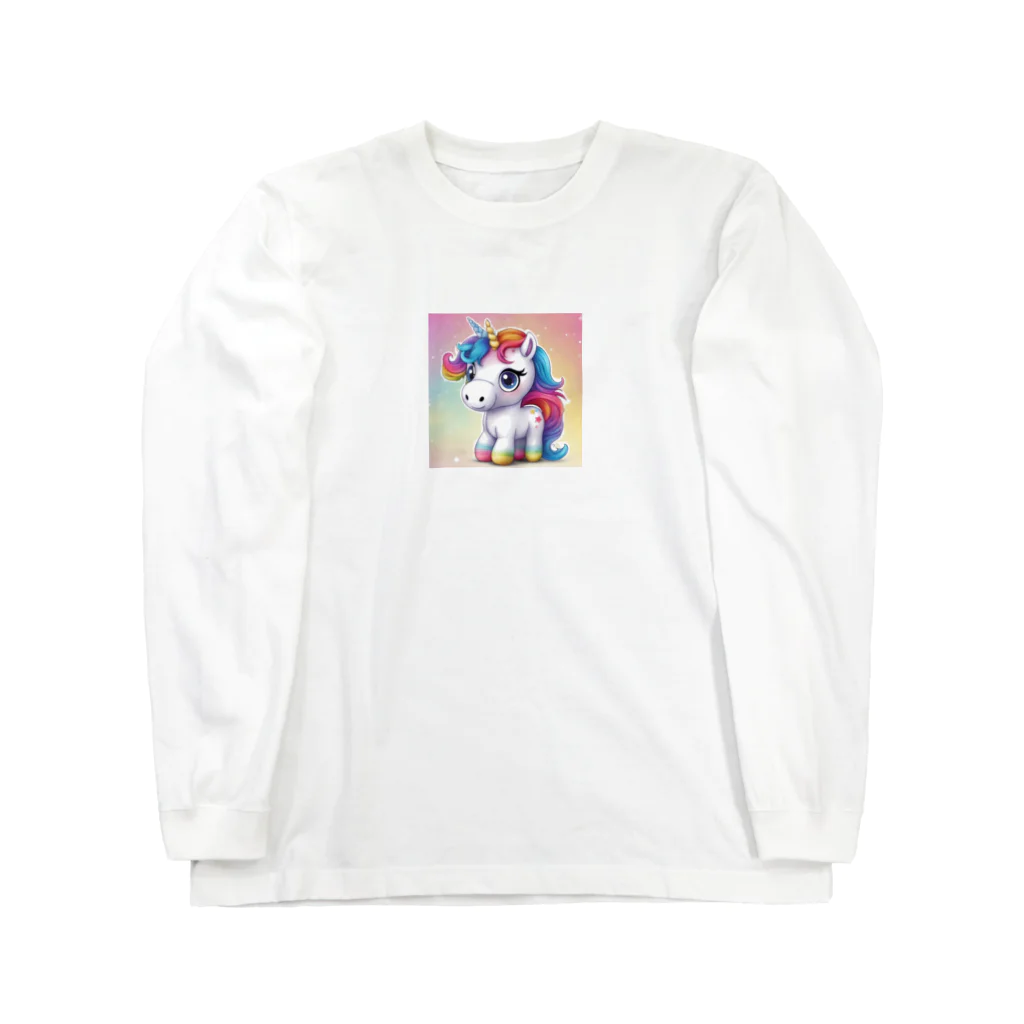 unicorn_dreamsのつぶらなユニちゃん ロングスリーブTシャツ