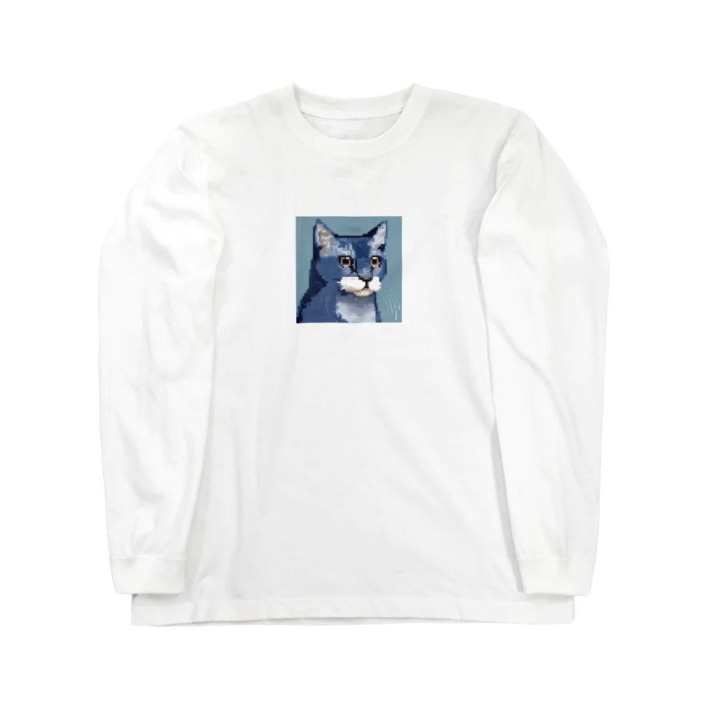 kindonesiaのドット絵のロシアンブルー Long Sleeve T-Shirt