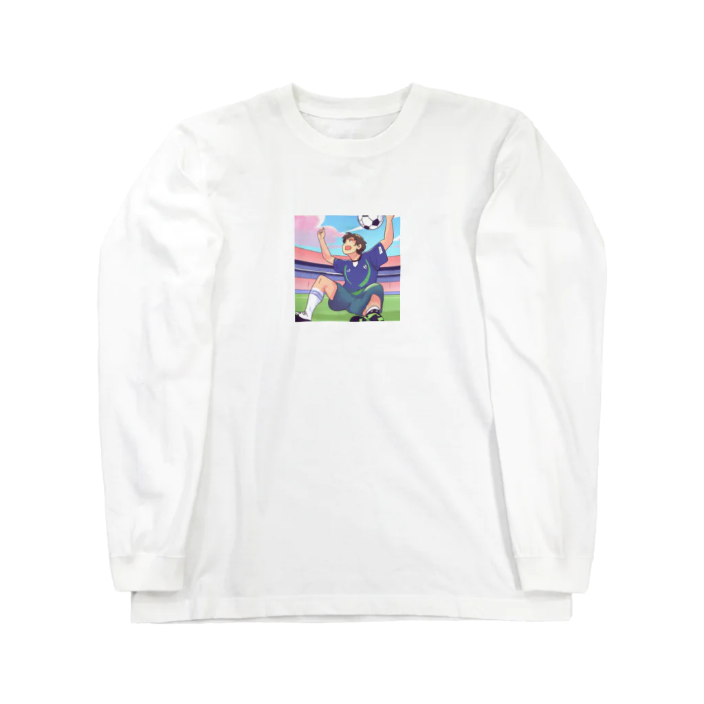 ほっこりグッズBASEのワールドカップ優勝を夢見るサッカー少年 Long Sleeve T-Shirt