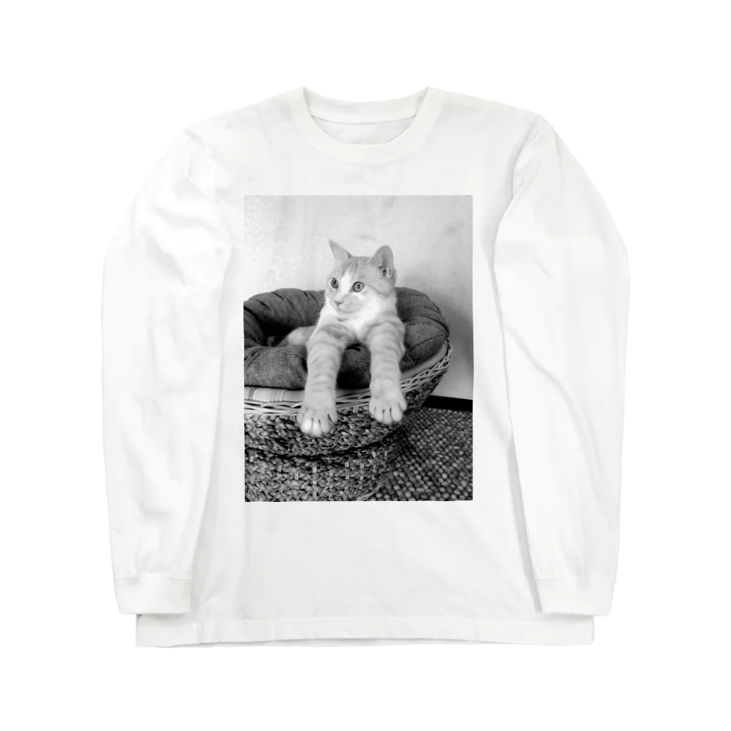 Natsume_shopの猫 モノクロTシャツ Long Sleeve T-Shirt