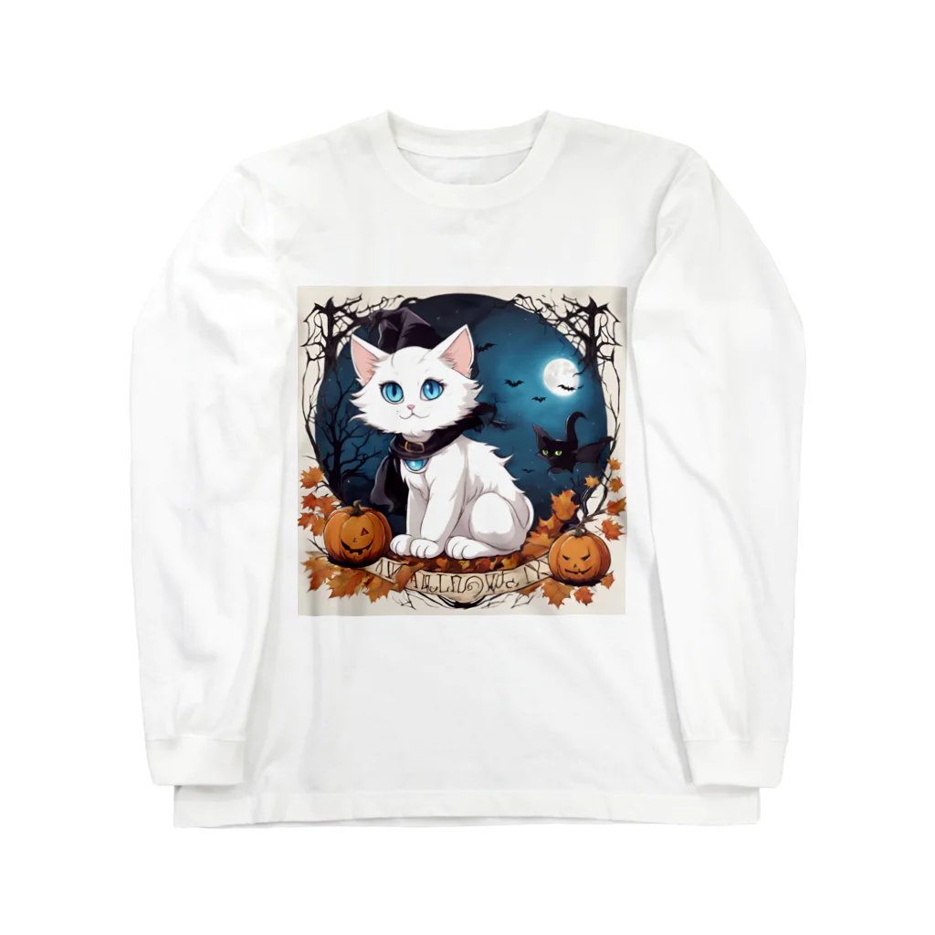 yoiyononakaのハロウィンの白猫08 Long Sleeve T-Shirt