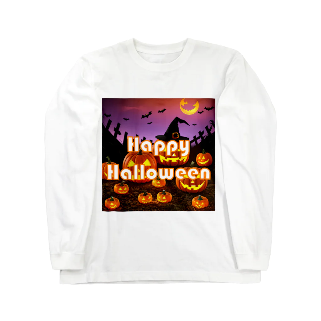 HirockDesignJapanのHappy Halloween ハッピーハロウィン No.001 Long Sleeve T-Shirt