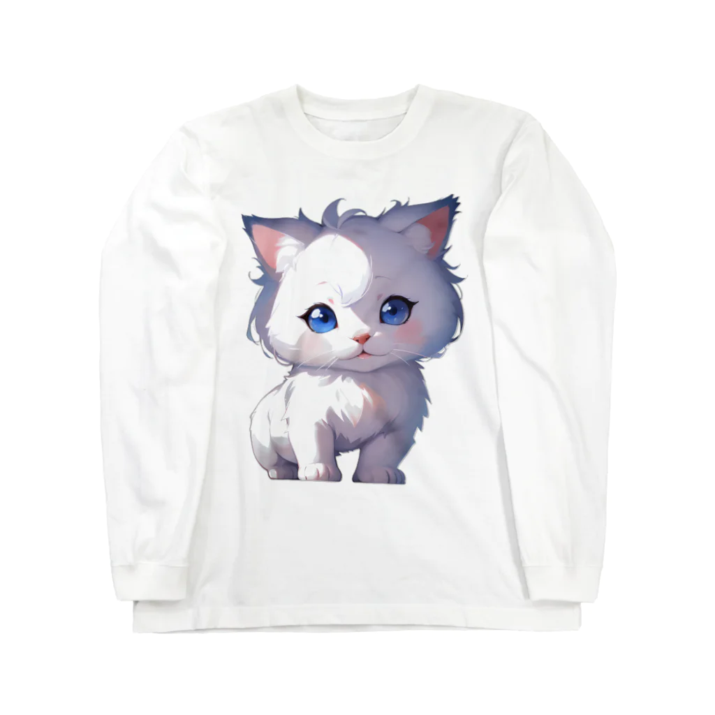 Hoshi_Hikariのホワイトにゃんこ Long Sleeve T-Shirt