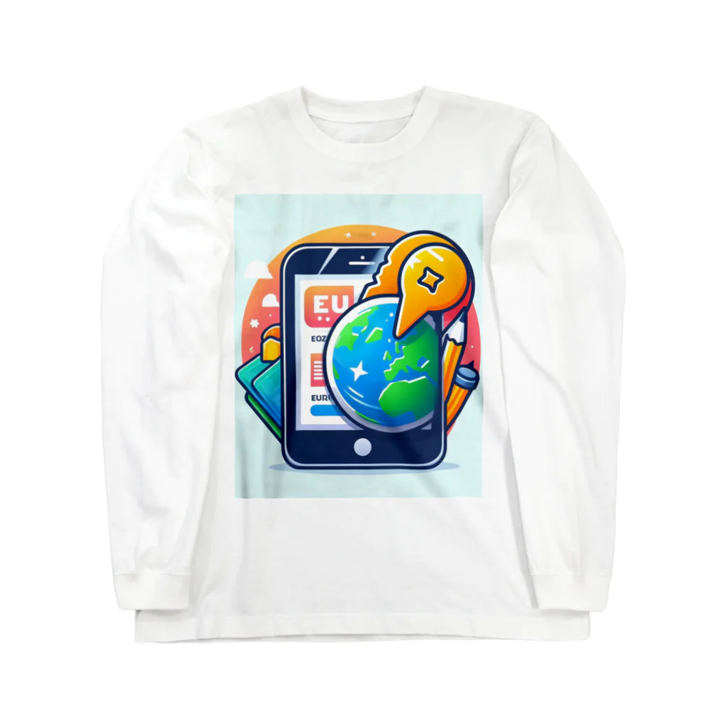 ワンダーワールド・ワンストップのスマホとユニークなキャラクター Long Sleeve T-Shirt