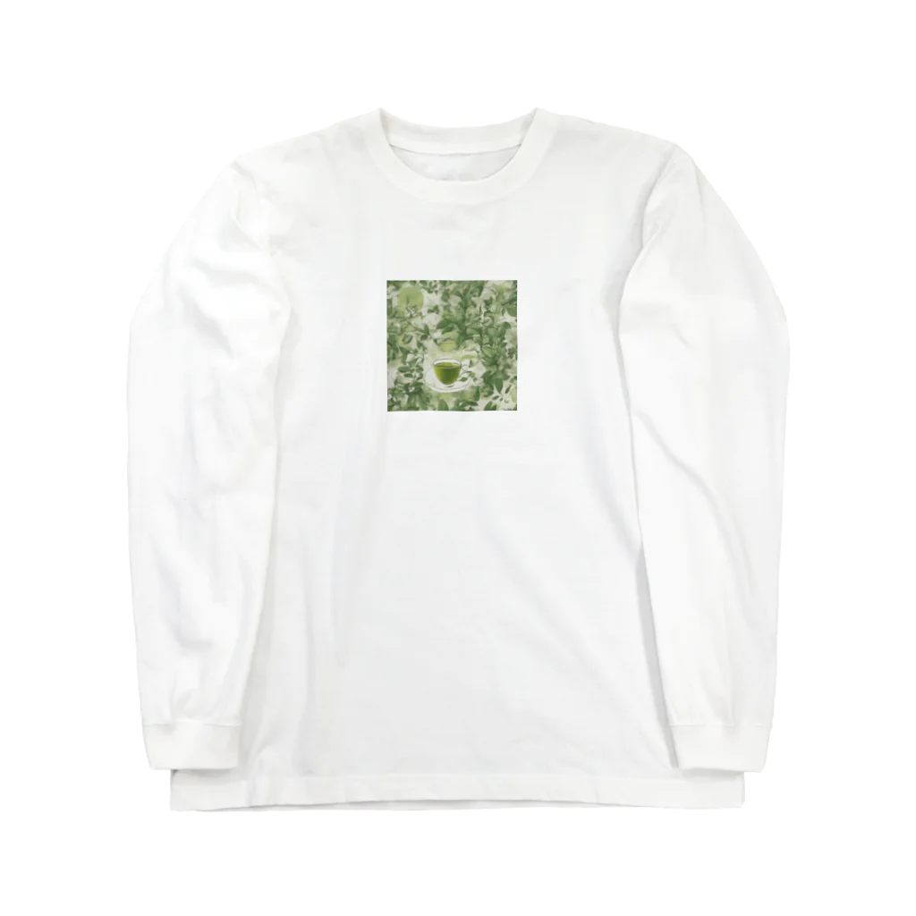 千裕アトリエ（いつもありがとう）のグリーンティーのアート　green tea art Long Sleeve T-Shirt