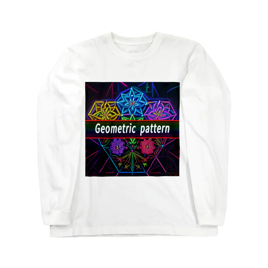 HirockDesignJapanの花の幾何学模様　Geometic pattern flower ロングスリーブTシャツ