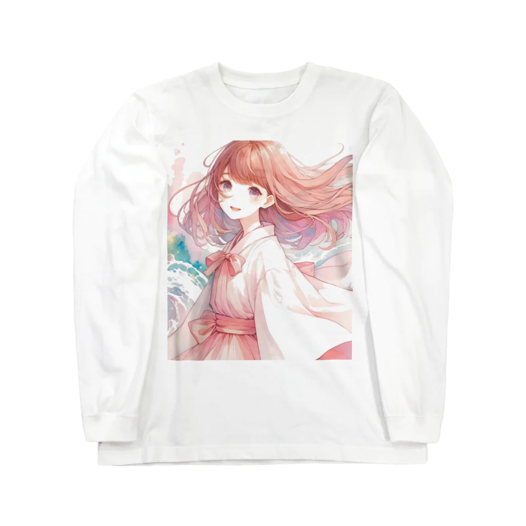 AIと愛とARTのSHOPの風になびく乙女 Long Sleeve T-Shirt