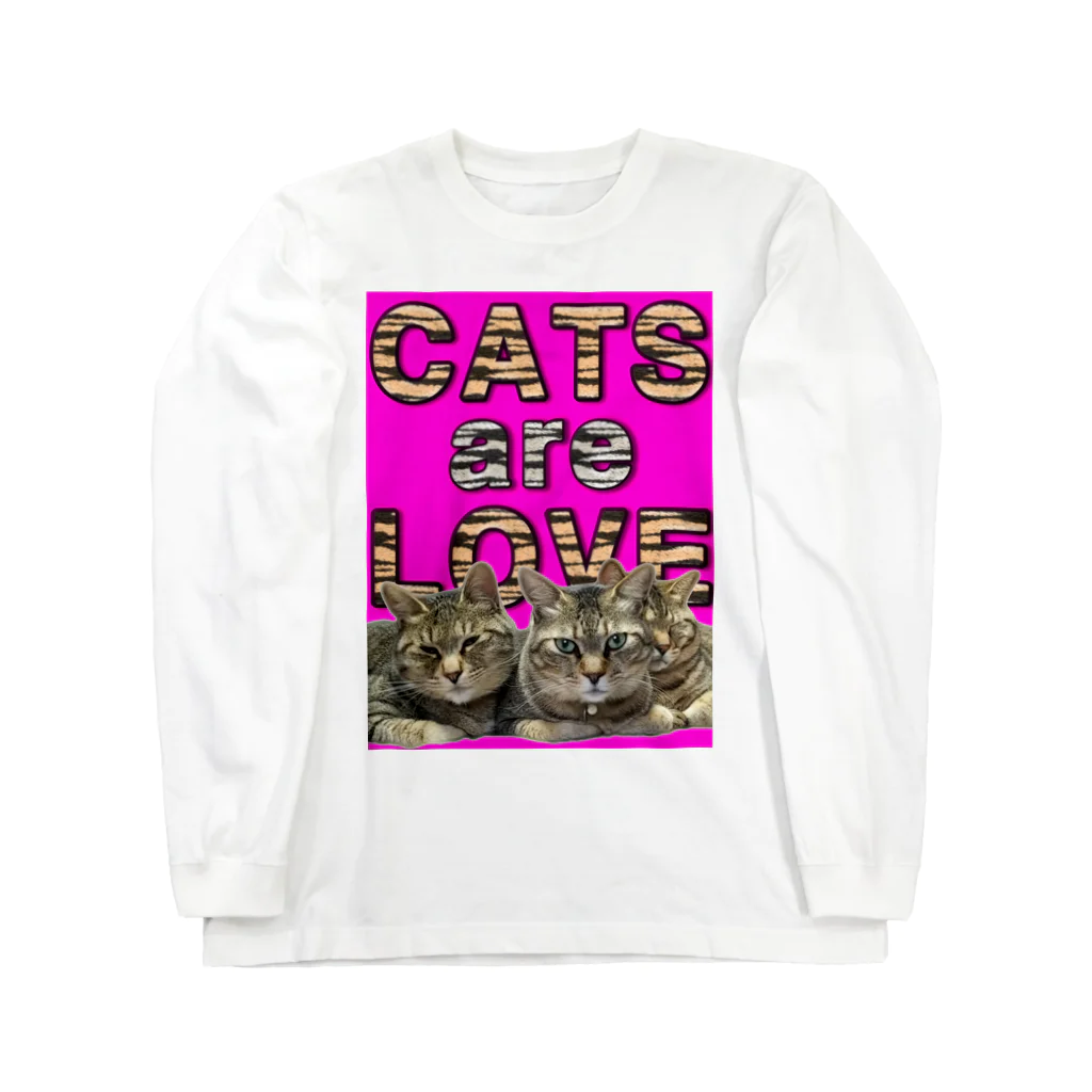 catsdogssweetのCATS are LOVE ロングスリーブTシャツ