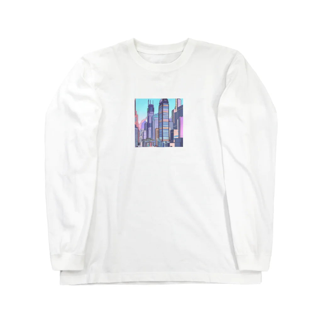 Chill_dreamのサイバーパンク風イラスト街 Long Sleeve T-Shirt