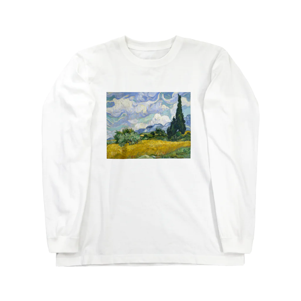 名画館のゴッホ「糸杉のある麦畑」　フィンセント・ファン・ゴッホの絵画【名画】 Long Sleeve T-Shirt