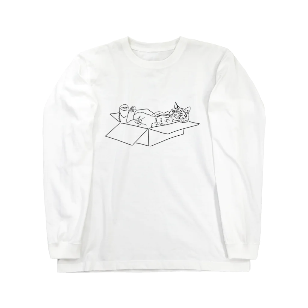 小鳥と映画館の箱に入った猫　黒バージョン Long Sleeve T-Shirt