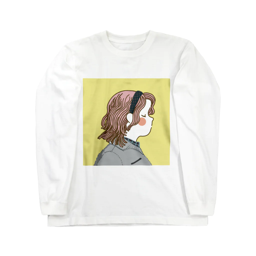 ぱんくれしょっぷのカチューシャとウエーブヘアーの女の子 ロングスリーブTシャツ