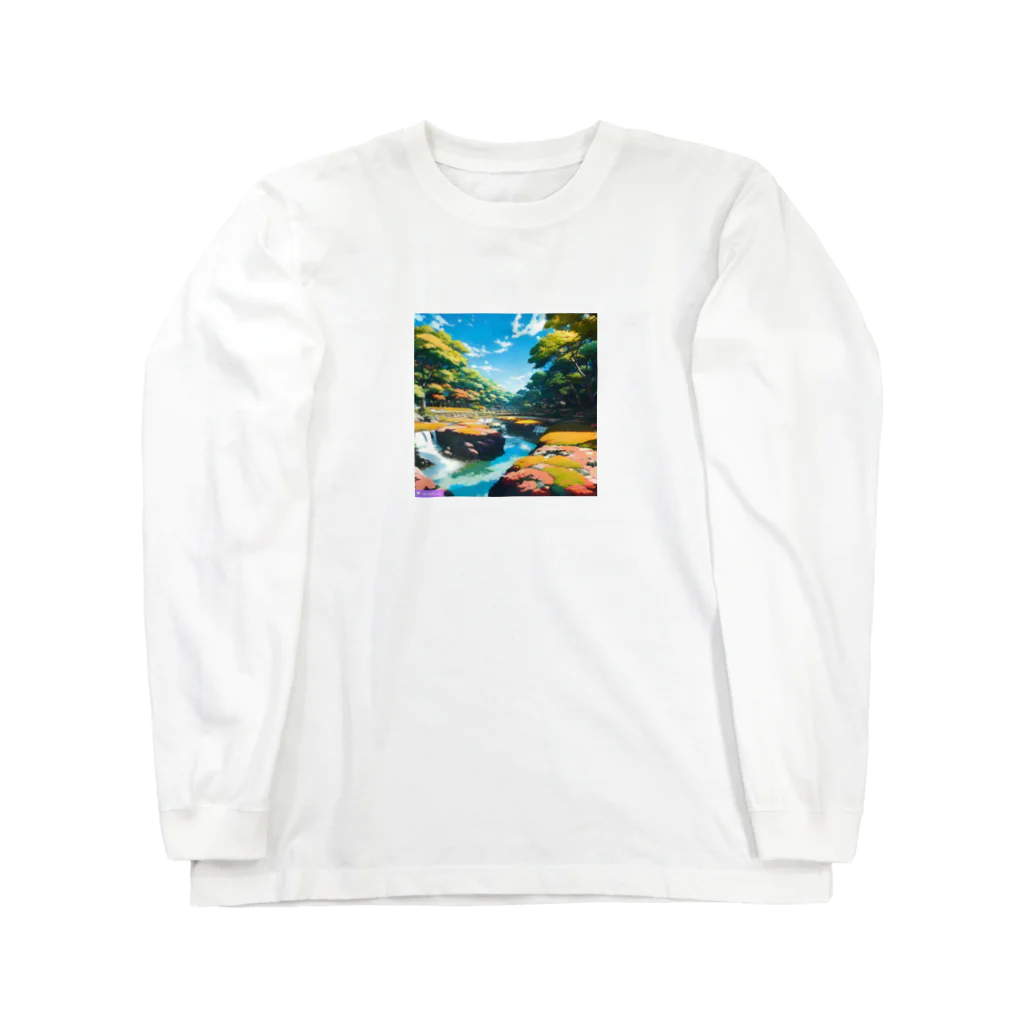 千裕アトリエ（いつもありがとう）の日本庭園 롱 슬리브 티셔츠