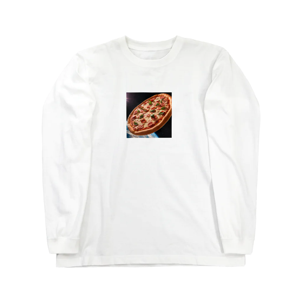 yumena_の宇宙を駆けるピザ Long Sleeve T-Shirt