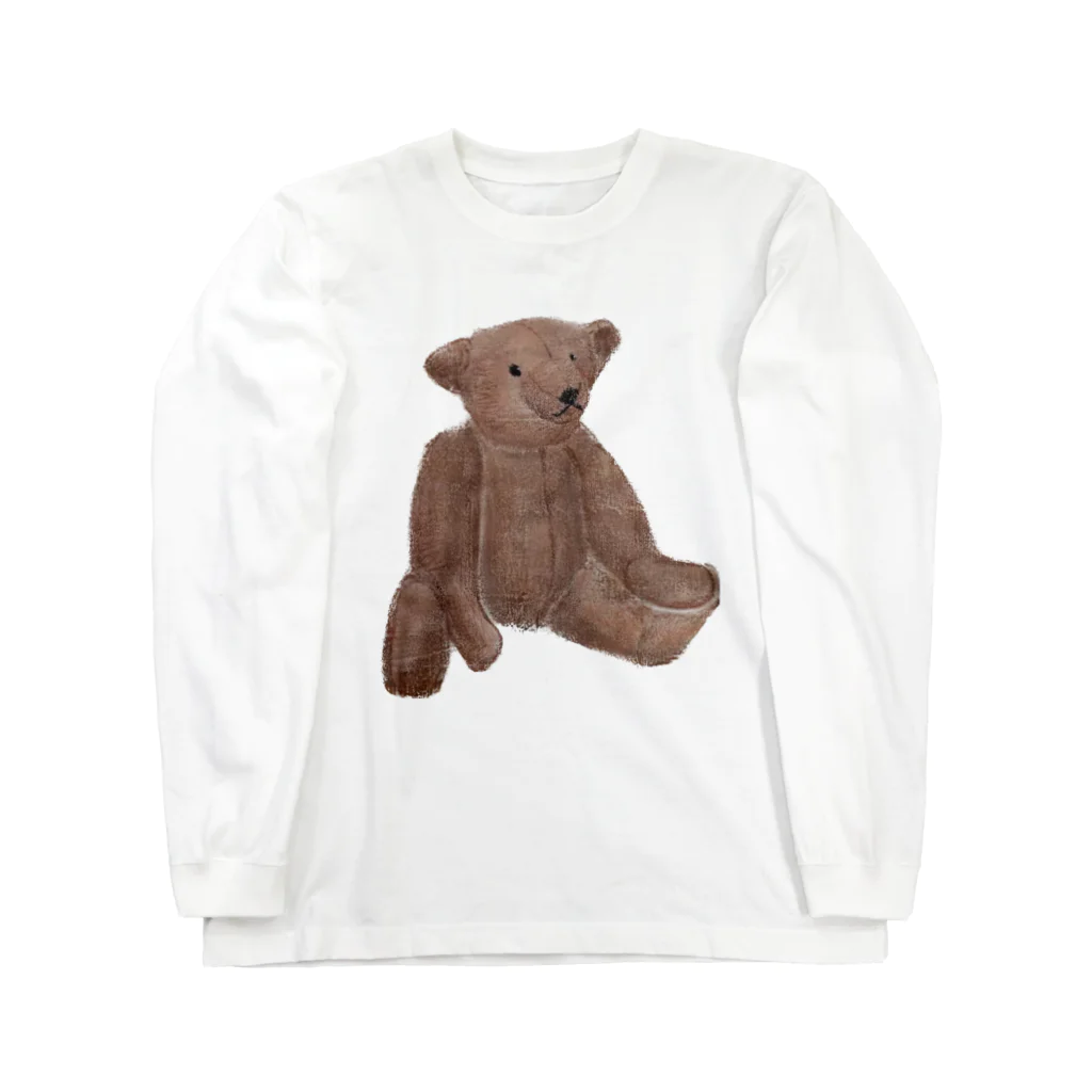 みにゆん　ねこのLovely bear。brown bear ロングスリーブTシャツ