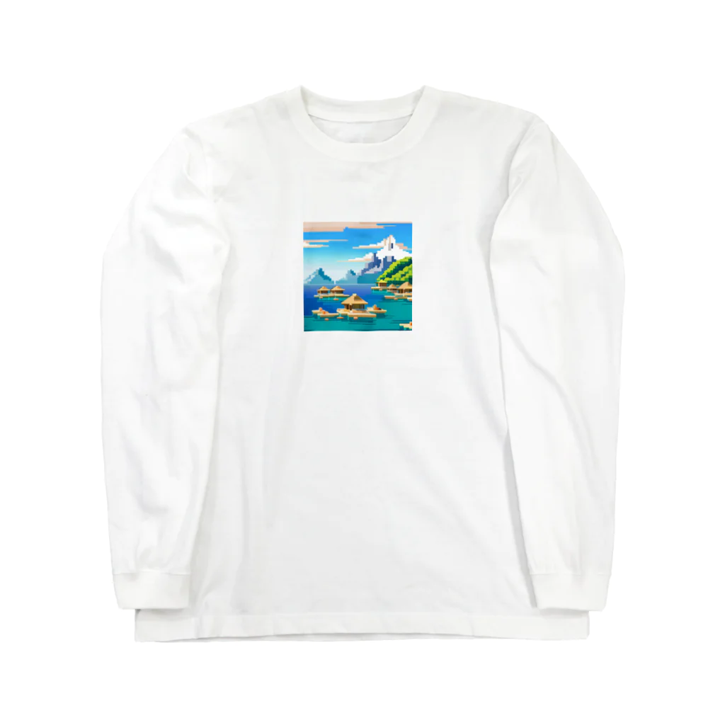 keita-sawadaのドット　ボラボラ島のオーバーウォーターバンガロー Long Sleeve T-Shirt