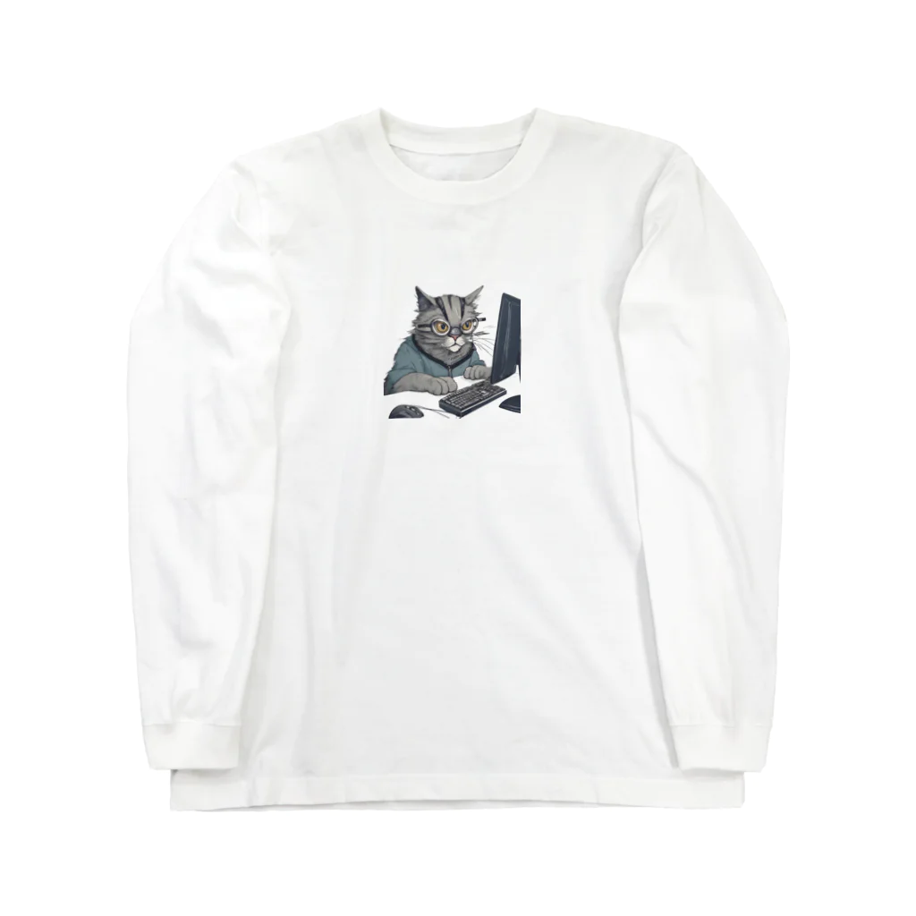 猫の森の開発者猫 ロングスリーブTシャツ