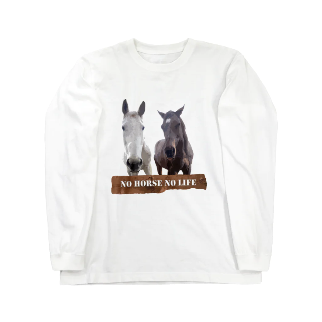 SHOP HAPPY HORSES（馬グッズ）のスピプー一緒（ワイルドイラスト風） ロングスリーブTシャツ