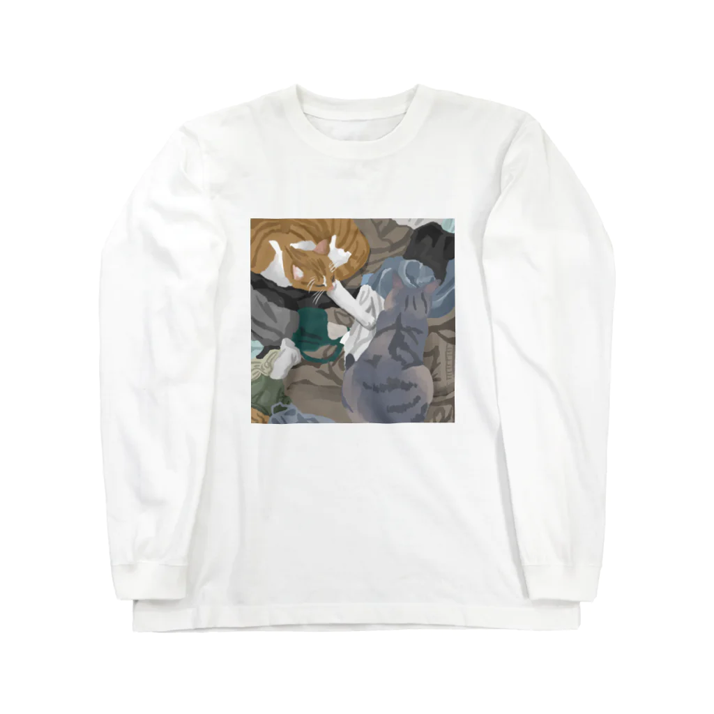 渡邊野乃香のお店の洗濯物と猫 Long Sleeve T-Shirt