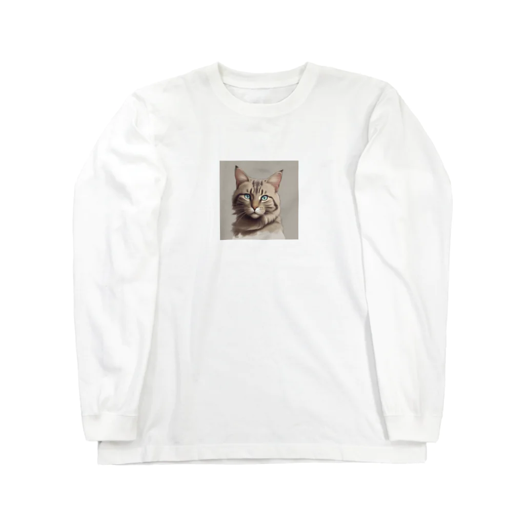 うねうねキャッチのエレガントなネコ Long Sleeve T-Shirt