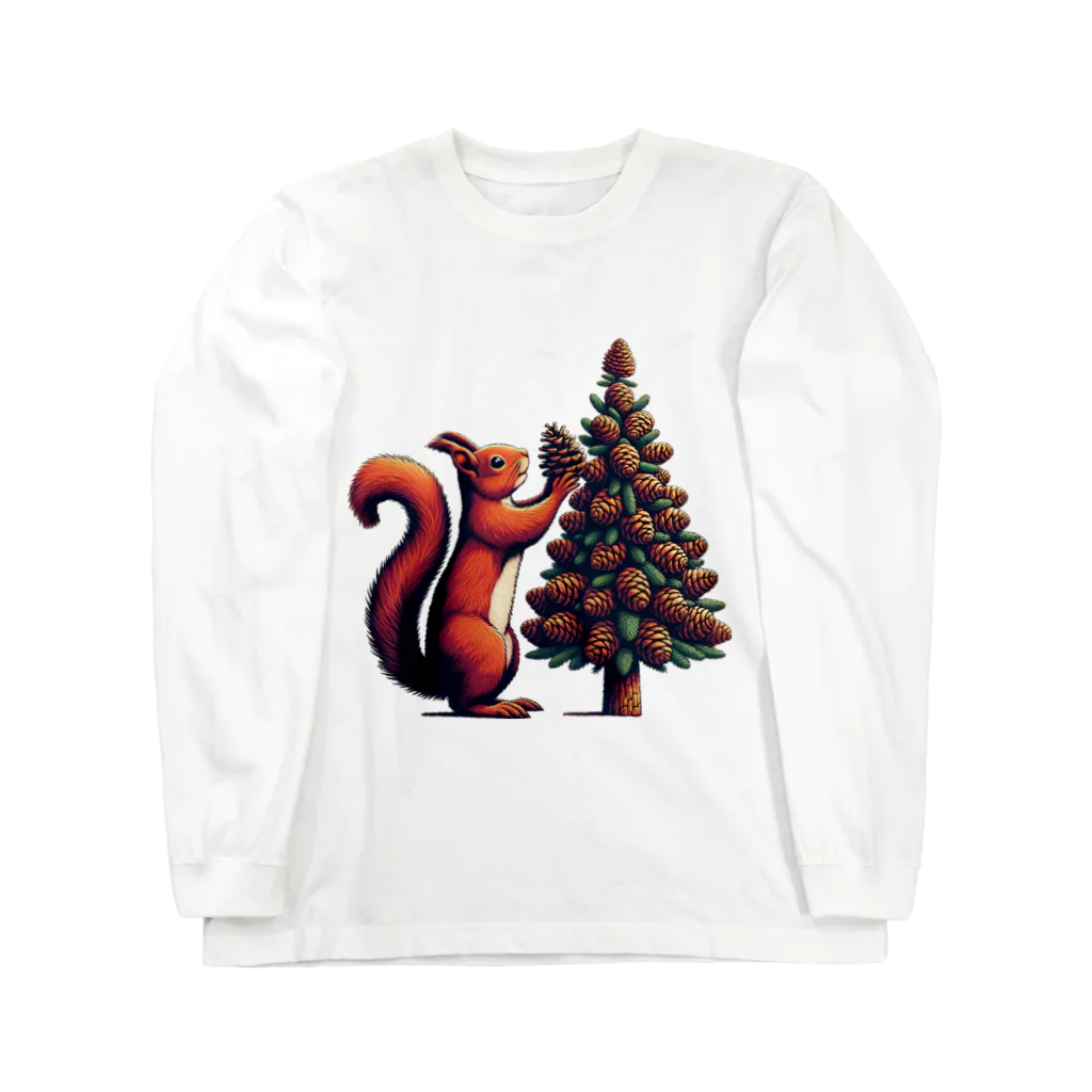 niko&PANDA shopのリスのクリスマス Long Sleeve T-Shirt