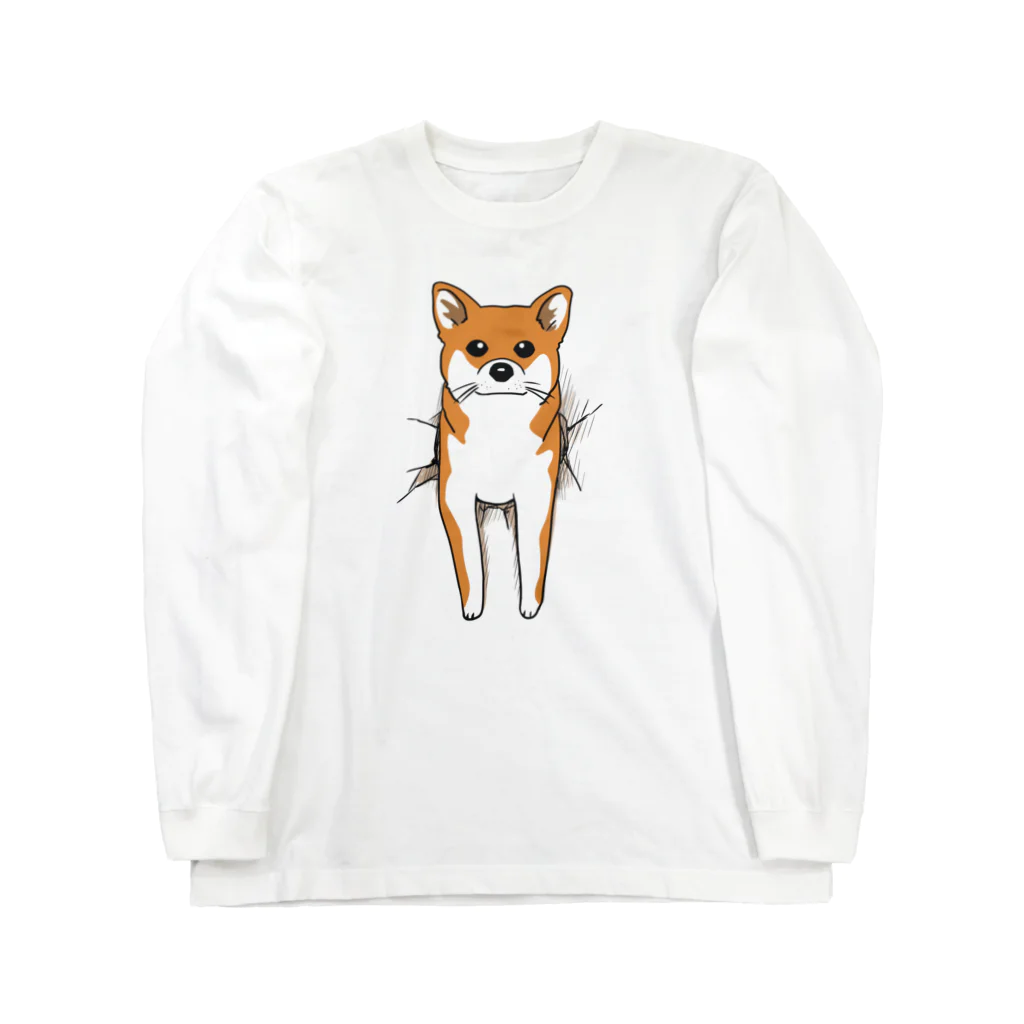 ichika1226の壁柴犬 ロングスリーブTシャツ