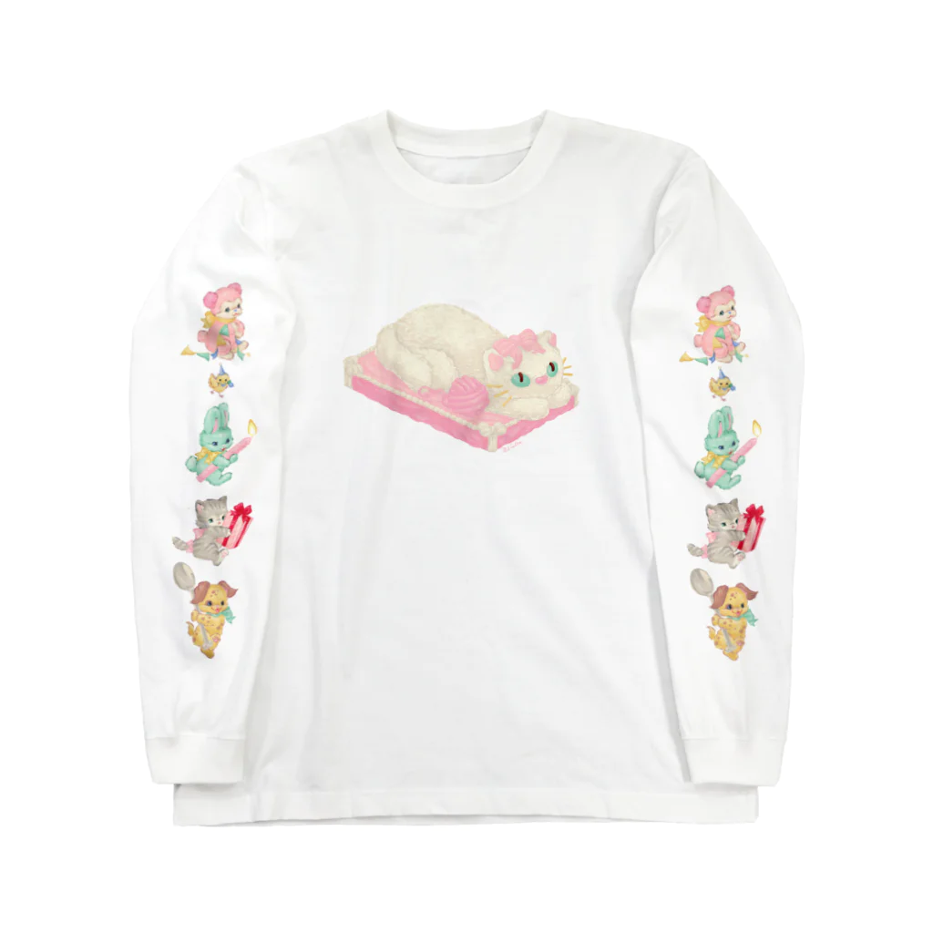 かわうそ🐹Ms LUTRAのcake parade/猫ケーキ ロングスリーブTシャツ