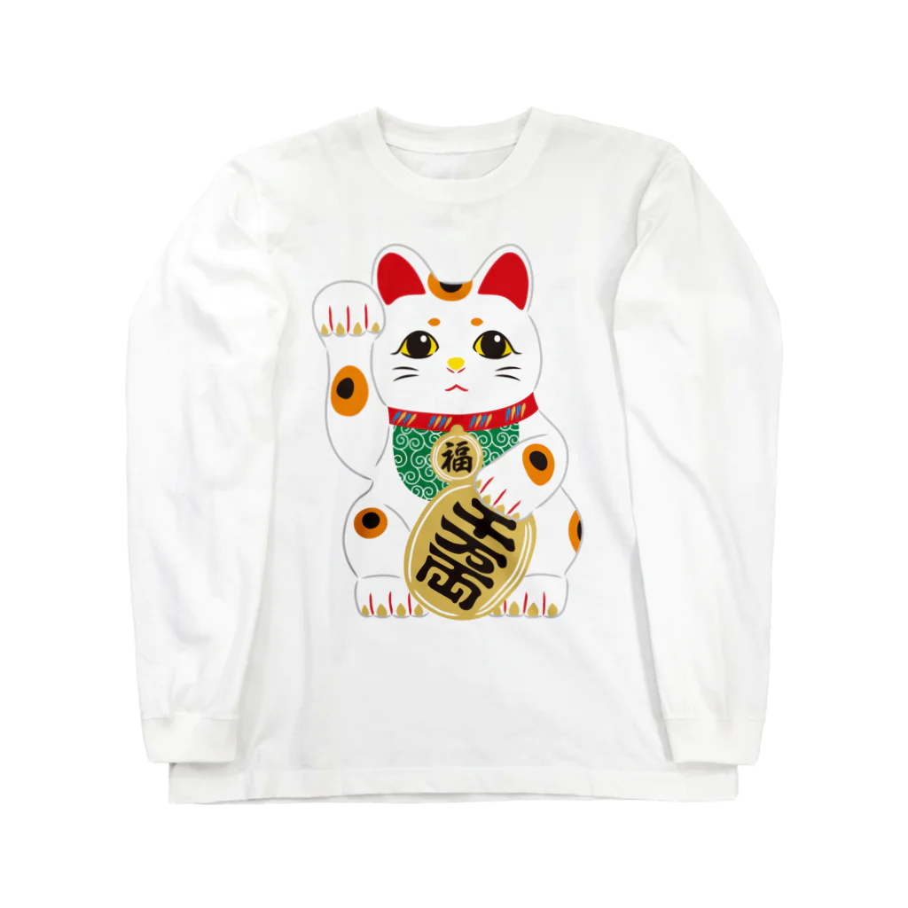 めろんぱん・ヘルメットの招金猫 ロングスリーブTシャツ