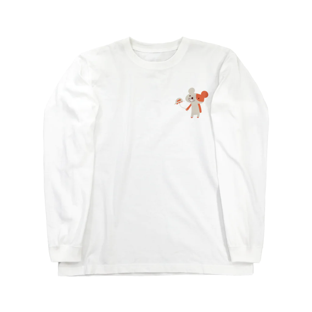 ハチネッコのベアベアちゃんとUFO（ミニ・レッド） Long Sleeve T-Shirt
