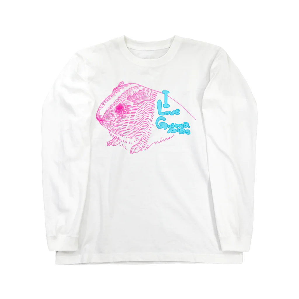 nins・にんずのピンクモルモット ロングスリーブTシャツ