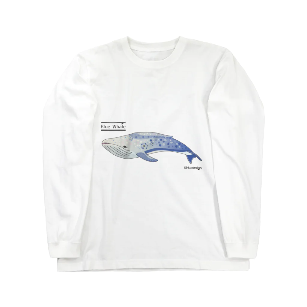 Kinkadesign うみのいきものカワイイShopの夢見るシロナガスクジラ Long Sleeve T-Shirt