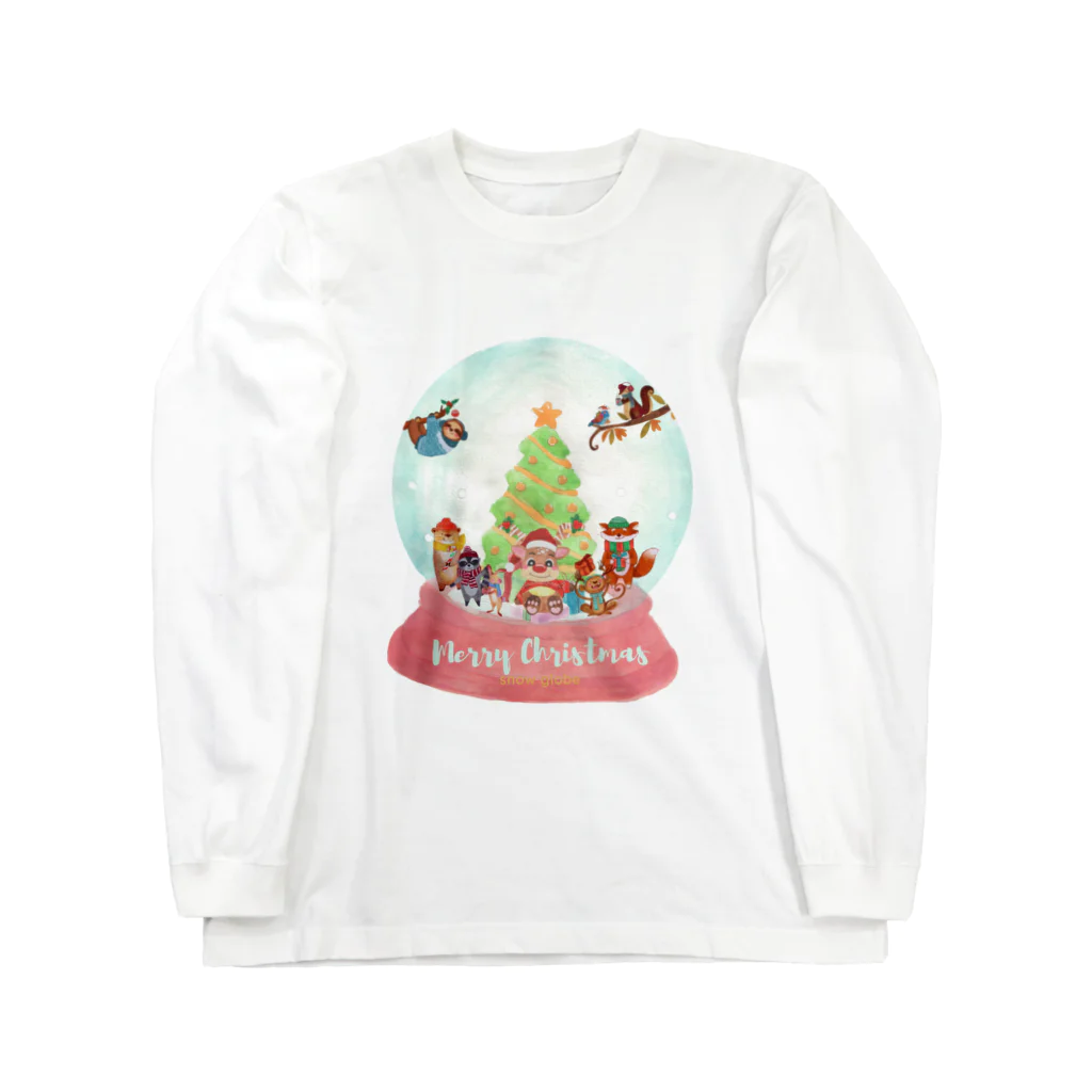 GLOBEのトナカイと愉快な動物たちのクリスマススノードーム Long Sleeve T-Shirt